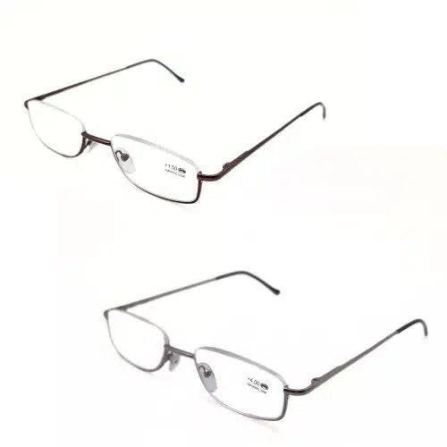 Lunettes demi lune de lecture Lunettes loupe Prémontée Métal Nylor Supérieur Brun ou Gun