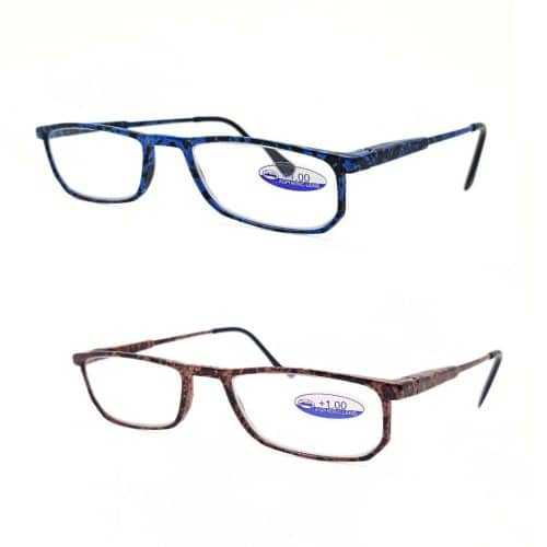 Lunettes loupe demi lune Prémontées Rectangulaire Cerclée Carbone Disponible en Bleu et Marron
