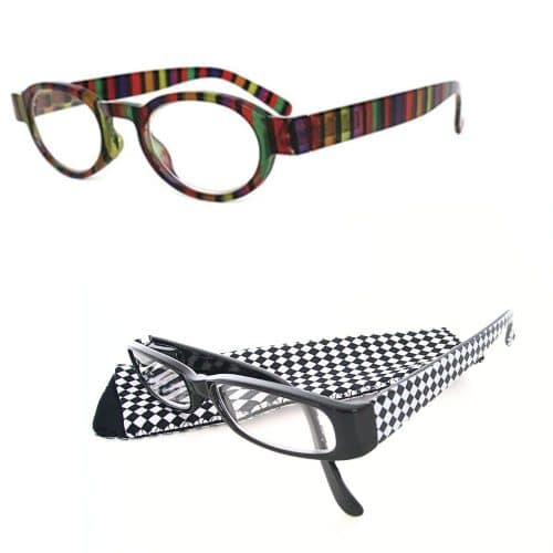 Lunettes loupe de lecture Prémontée Plastique + Etui Imprimé ronde ou rectangle