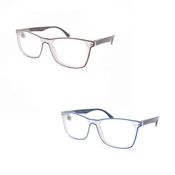 Lunettes de lecture cristal avec liseret bleu ou marron