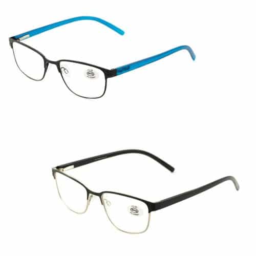 Lunettes loupe de lecture Prémontée Cerclée Face Métal Br Plastique Disponible en deux coloris : Bleu, Noir