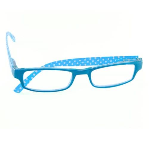 Lunettes loupe de lecture demi-lune bleu à pois blancs