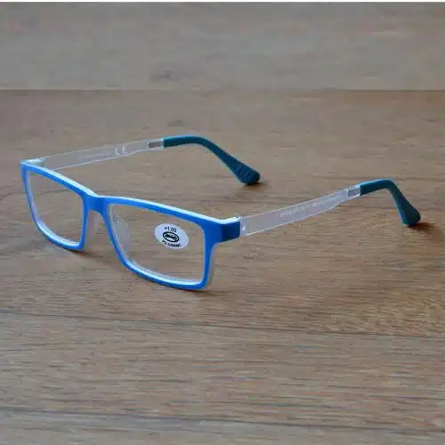 Lunettes loupe de lecture Prémontée Plastique Rectangle Couleur :  Bleu/Blanc