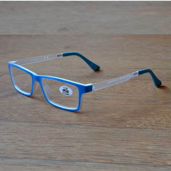 Lunettes loupe de lecture Prémontée Plastique Rectangle Couleur :  Bleu/Blanc