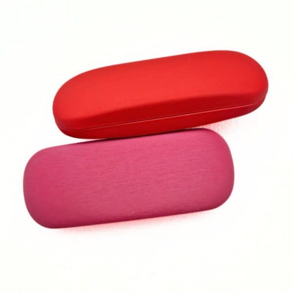 étui à lunettes rigide rose ou rouge