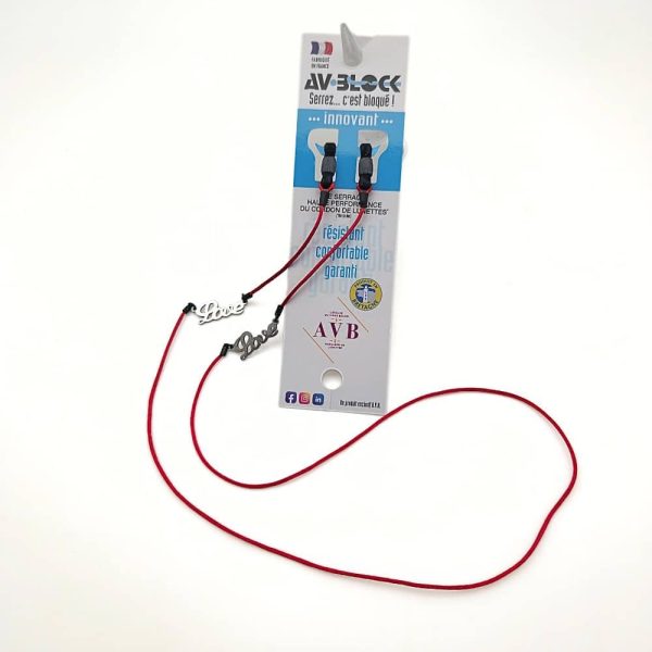 Cordon de lunettes Jade motif Love