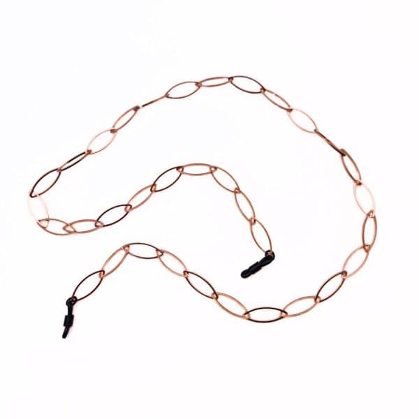 Chaine de lunettes métal rosé moyen maillons maille losange - fixation classique