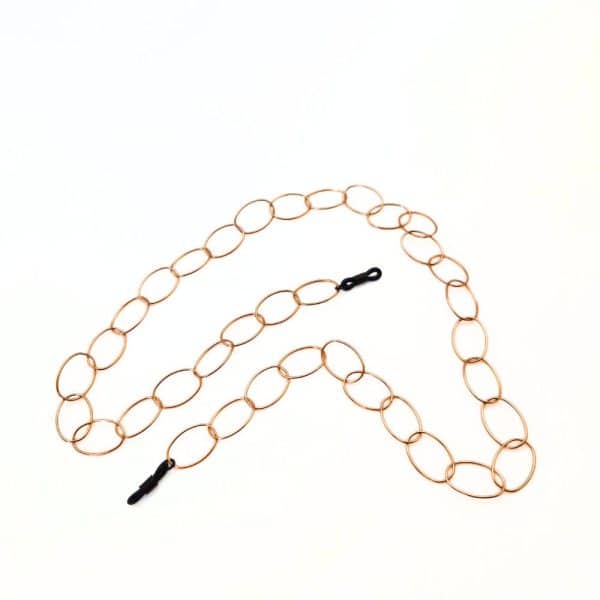 Chaine de lunettes métal rosé moyen maillons maille ovale - fixation classqiue