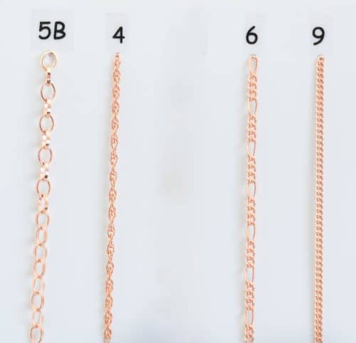 Chaine de lunettes métal rosé - différentes mailles fines disponibles