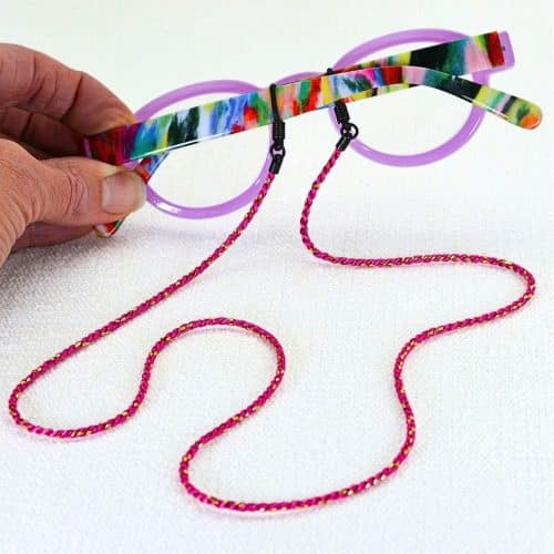 Cordon à lunettes bijoux fil doré et rayonne, souple