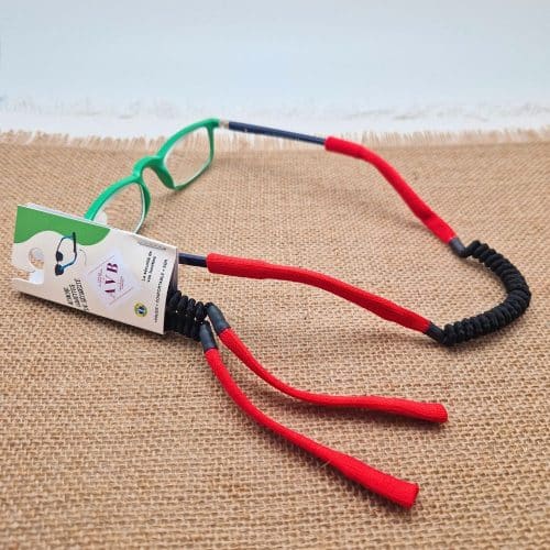 Cordon de lunettes adulte sport chaussette sur la branche tortillon à l'arrière