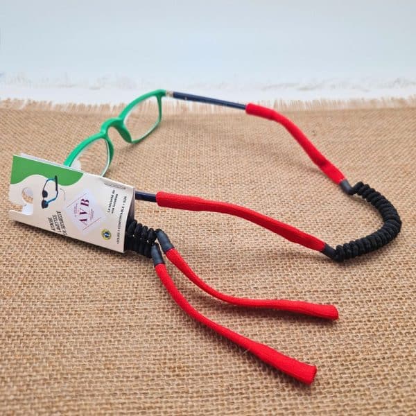 Cordon de lunettes adulte sport chaussette sur la branche tortillon à l'arrière