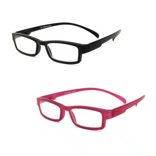 Lunettes branches longues prémontées vision de près, cerclée plastique forme rectangle. 2 coloris noir ou rouge - modèle LOUISON