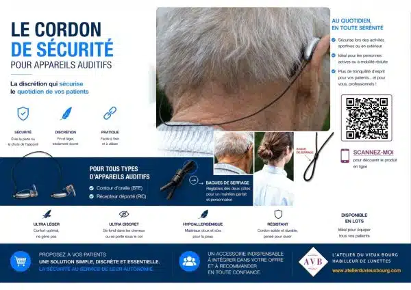Cordon de sécurité pour appareils auditifs