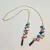 Chaine de lunettes femme Colorée Chaine de lunettes maille fine acier inoxydable et pastille nacre multicolores 