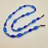 Chaine de lunettes femme OCÉAN; Chaine de lunettes perles de verres bleu lagon et perles ronde métal argenté